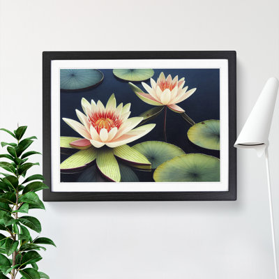 Compelling Water Lily Flowers - Framed Print