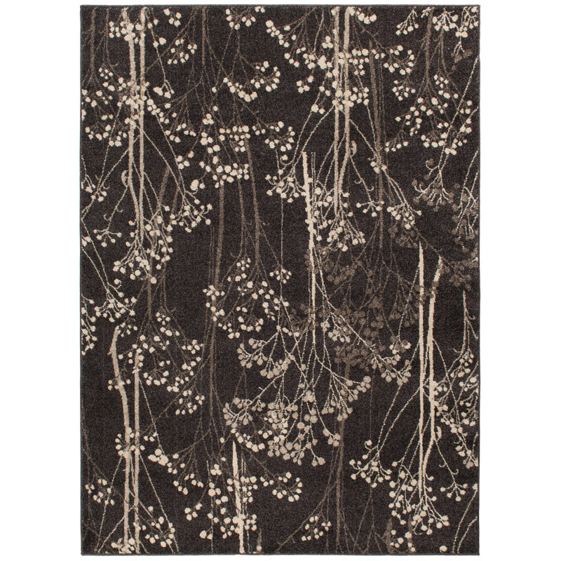 Tapis brun à motif floral Augusta, Rectangle 7 pi 10 po x 10 pi 6 po