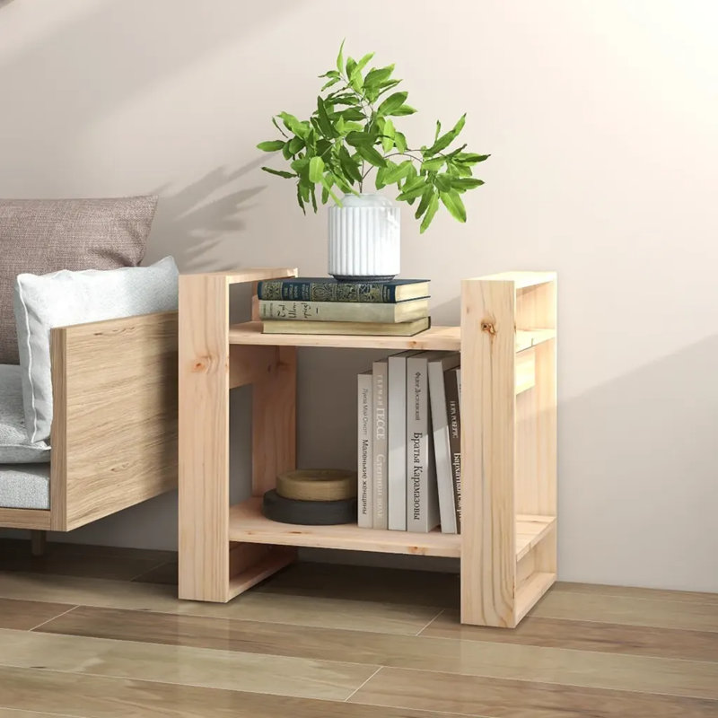 Irek Book Cabinet/Room Divider Solid Wood, Natural, 57cm H x 60cm W x 35cm D