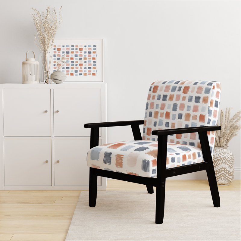 Chaise rembourrée Modern, Accoudoirs carrés noirs