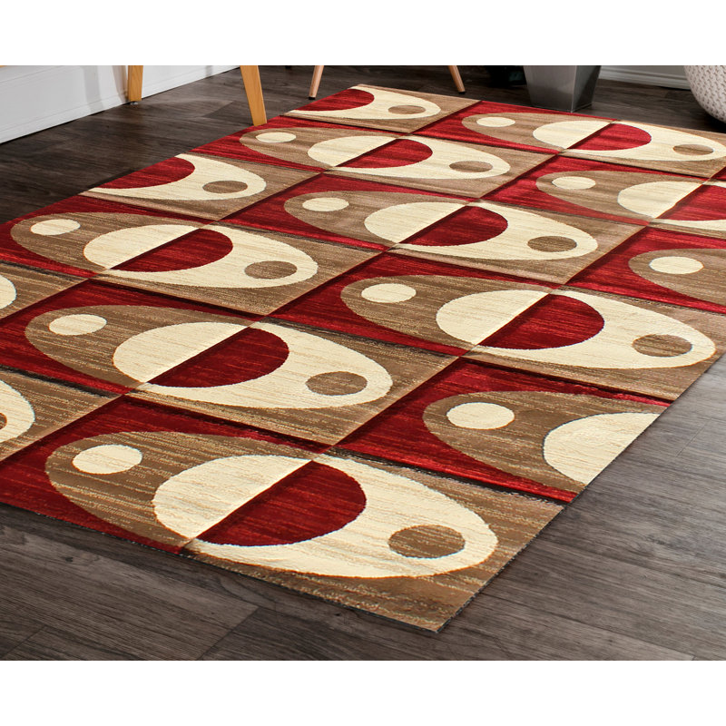 Tapis rouge à motif abstrait Jep