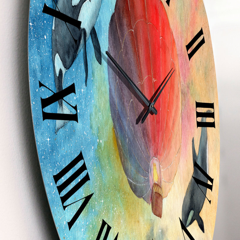 Ballon à air coloré dans le ciel nocturne - Horloge murale, Petit