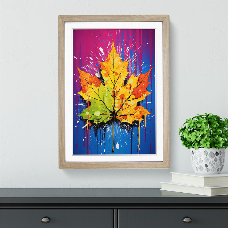 Leaf Pop - Framed Print, 46cm H x 34cm W x 2cm D, Oak