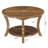 31.5” Round Solid Wood Coffee Table with Lower Storage Shelf, Rustic Natural Finish Living Room Center Table
