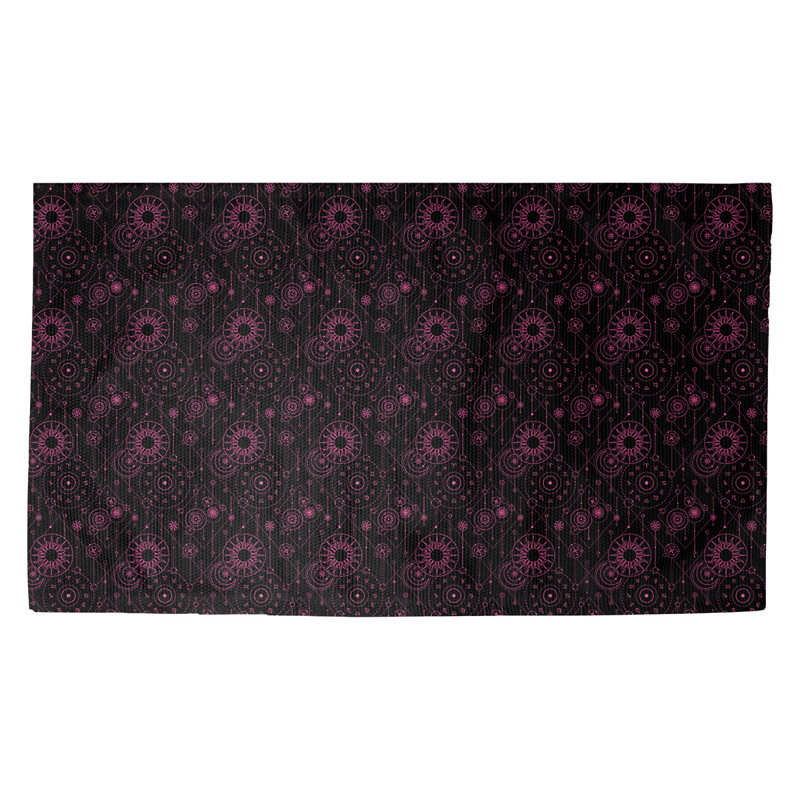 Tapis rose/noir astrologie Avicia, Rectangle 2 pi 2 po x 3 pi 4 po