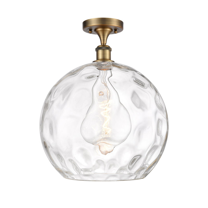 Plafonnier semi-encastré 1 lumière 8 po Cindi, Ampoule non incluse, H 16,88 po x l 13,75 po x P 13,75 po, Laiton brossé