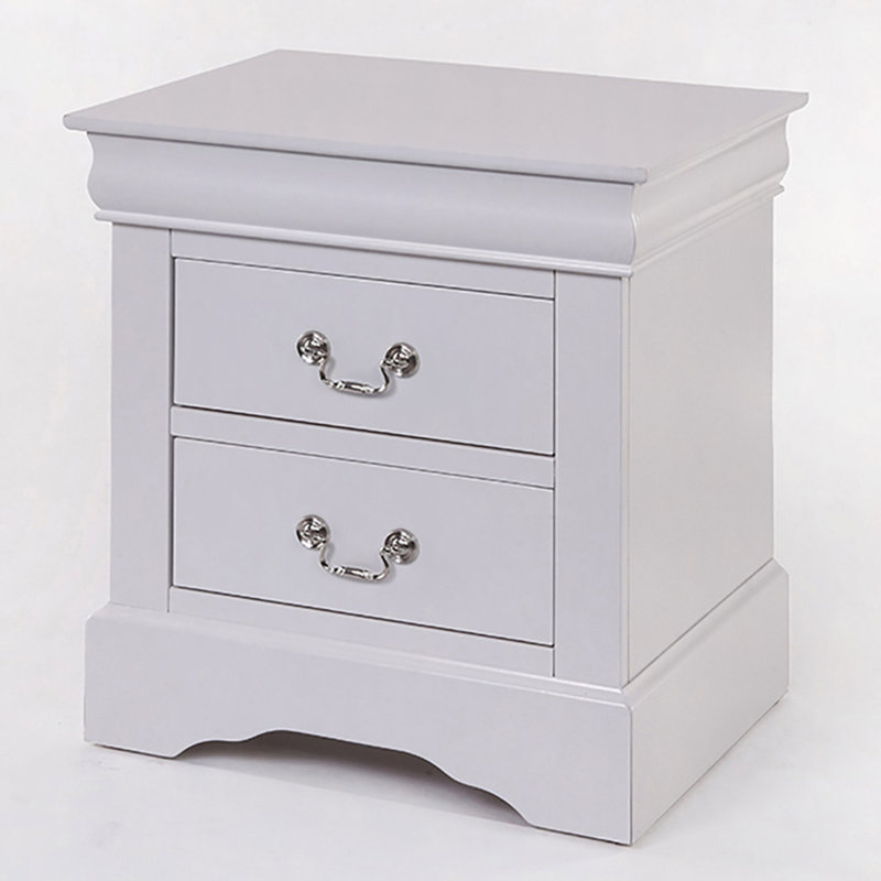 Nightstand, 2-Drawer Nightstand, White