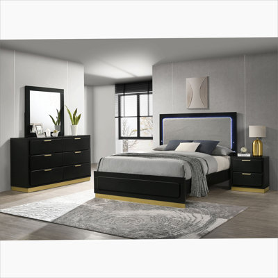 Black 4-piece Queen Bedroom Set