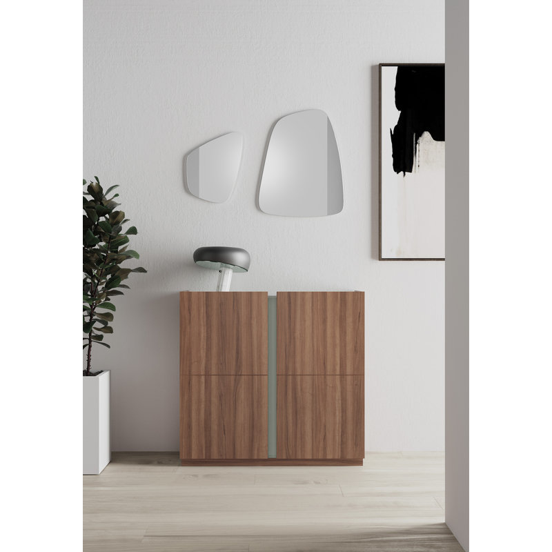 18 Pair Shoe Storage Cabinet, Walnut Green
