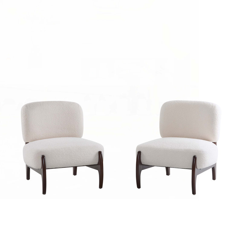 Armless Chair, Beige Boucle