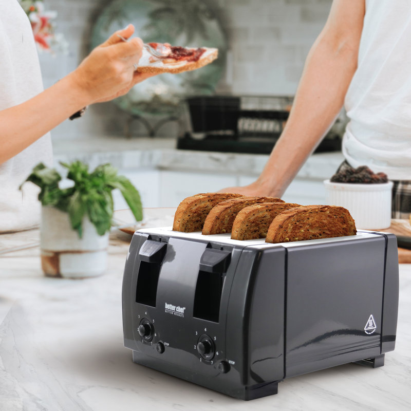 Better Chef 4 Slice Toaster with Dual-Control, Black