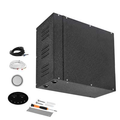 Générateur de vapeur, système de douche vapeur 6 kW avec contrôleur pour sauna, bain et spa à domicile, autonomie de 10 min à 24 h, kit de vidange automatique professionnel avec protection contre la surchauffe, le fonctionnement à sec et la surpression, noir