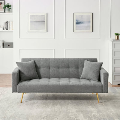 Canapé-lit en molleton 71,7 pouces avec deux coussins décoratifs inclus