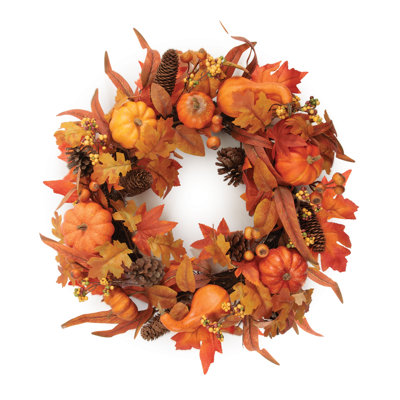 Couronne de citrouille et pomme de pin automne récolte 24 po
