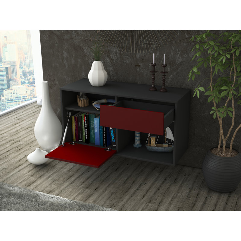 Fountaine Unfinished Floating TV Stand, Red