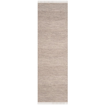 Tapis ivoire / gris acier en coton tissé à plat à la main Bester
