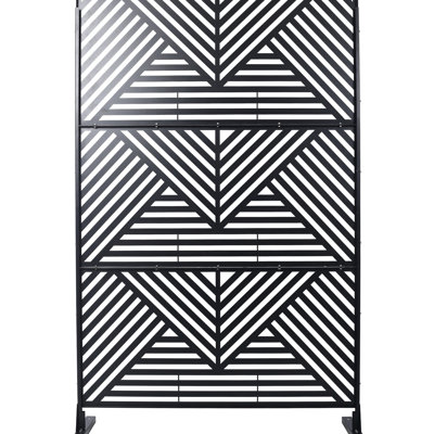 Outdoor & Indoor Metal Privacy Fence 76" H48" W - Black Freestanding For Deck Elegant Appearance Screen For Patio, Deck, Balcony