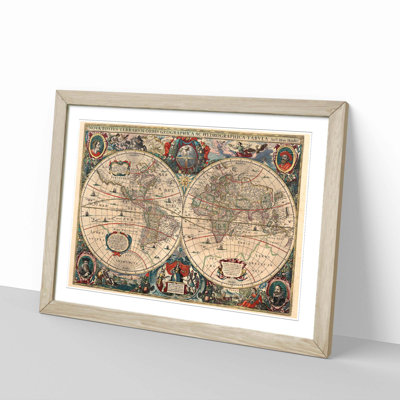 Vintage World Map 2 by Henricus Hondius II - Single Picture Frame Print