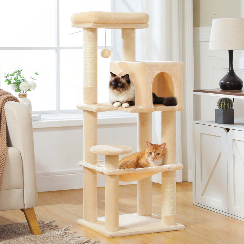 Tour à chat à plusieurs niveaux avec hamac et perchoir supérieur