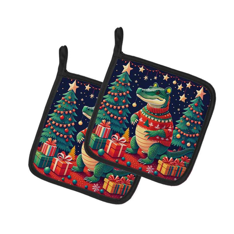Paire de porte-casseroles Alligator Christmas