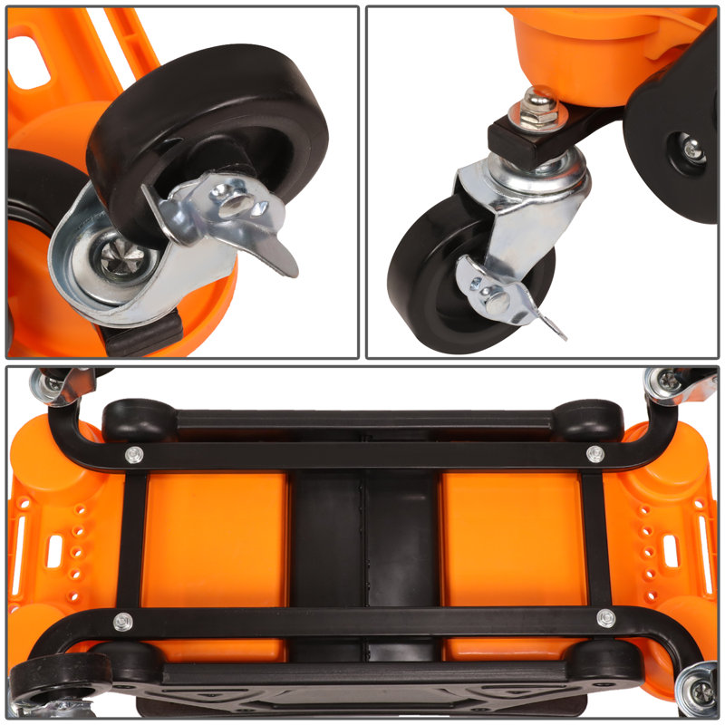 Mechanic Stool Rolling Work Seat W/Swivel Wheels and Storage Tool Tray