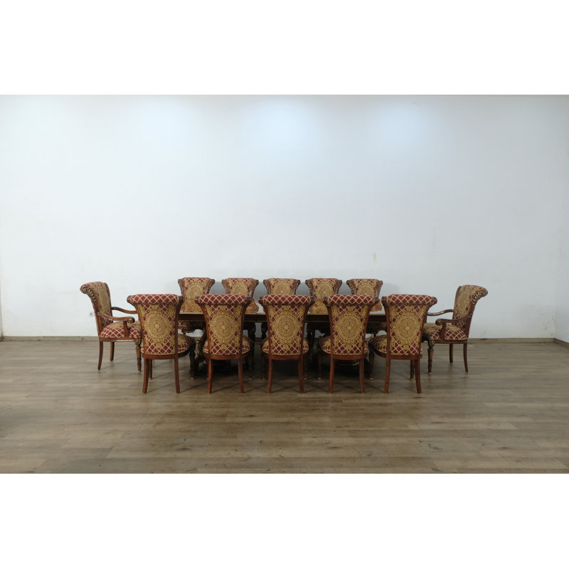 Modigliani 11 - Piece Extendable Dining Set, Red/Gold
