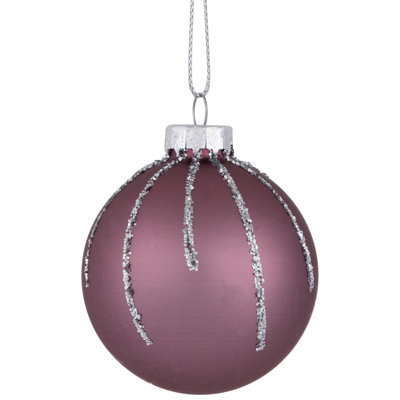 Ornements en forme de boule de Noël 24 carats rose brillant et mat 2,25 po (55 mm)