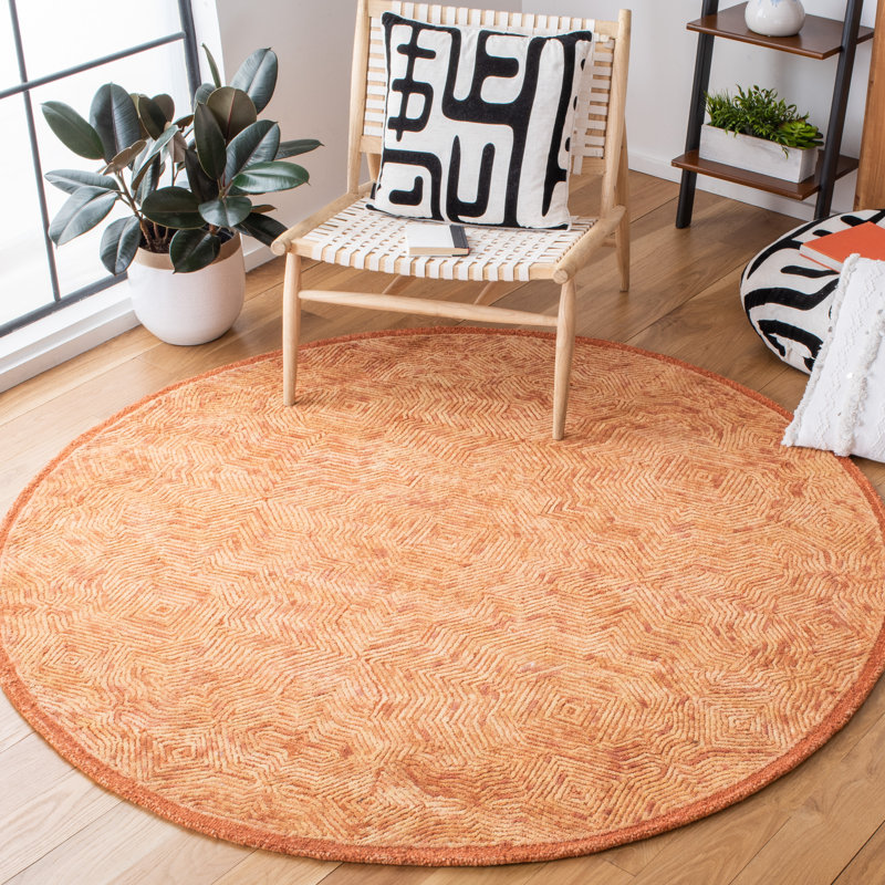 Ahmora Hand Tufted Wool Abstract Rug, Round 6'