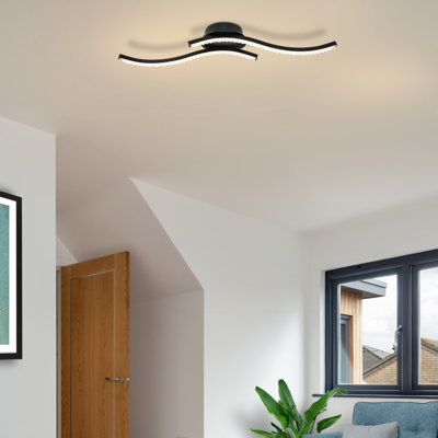 Kenworth 2 Light Built-in, Integrated LED, Modern, Wavy Beaded Ceiling Light - 54x12x8.5cm, non-dimmable, 3,000K Neutral white