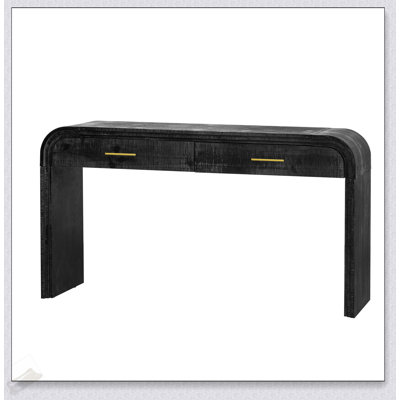 Unique Retro Silhouette Console Table With Open Style And Two Top Drawers, Perfect For Vintage Entryways And Decor