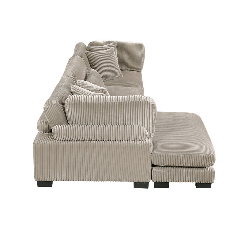 Canapé modulaire 3 pièces Olsen, Taupe Corduroy, 34.5" H x 135" W x 70" D