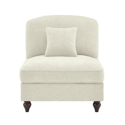 Canapé sans accoudoirs en chenille avec 1 coussin - beige et blanc