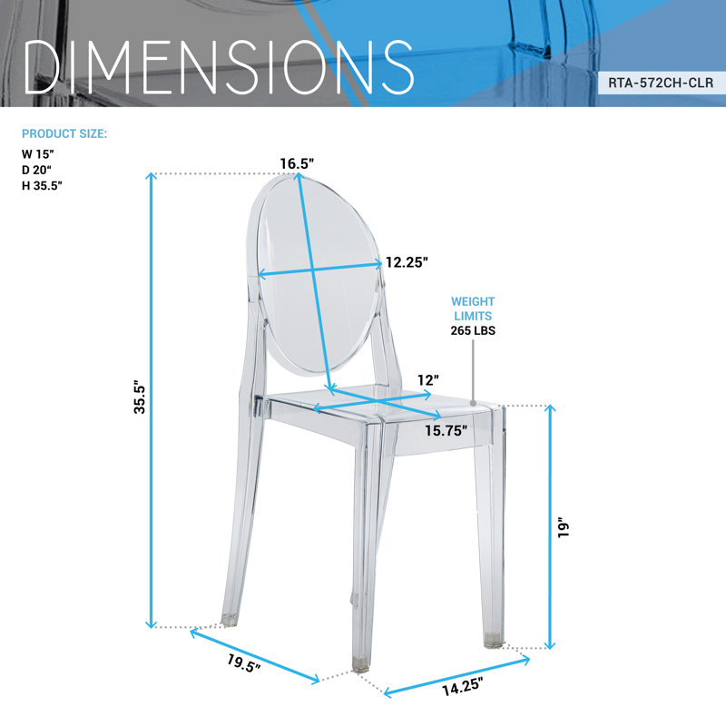 Ensemble de 4 chaises de réception empilables en acrylique Techni Home