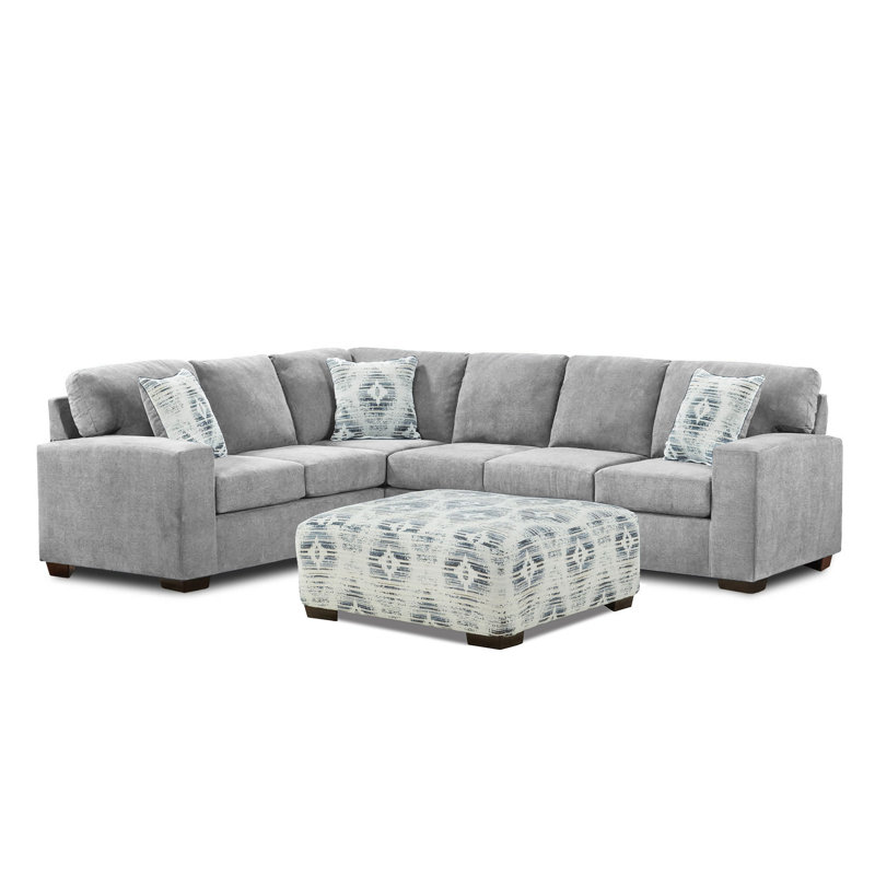 Corner Sectional with Ottoman, Gray 100% Polyester