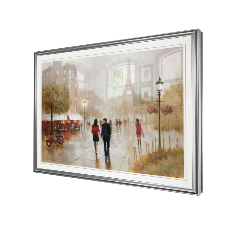 " Romantic Stroll ", 20" H x 24" W x 1.5" D, Silver Frame