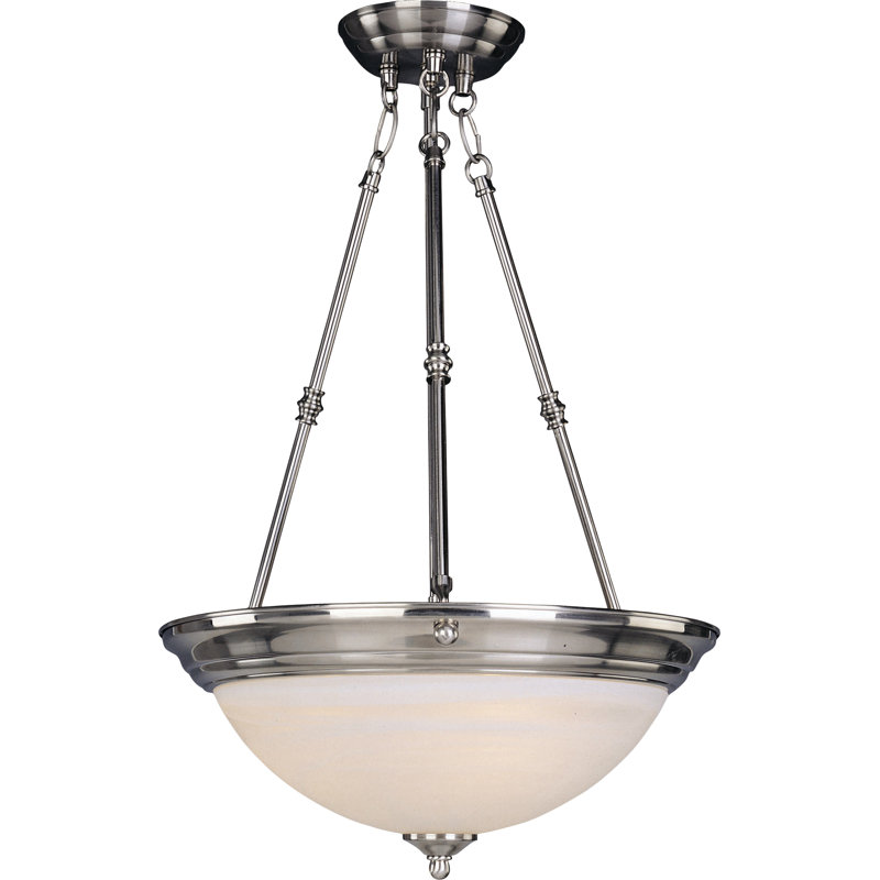 3 - Light Unique/Statement Pendant, Marble/Satin Nickel