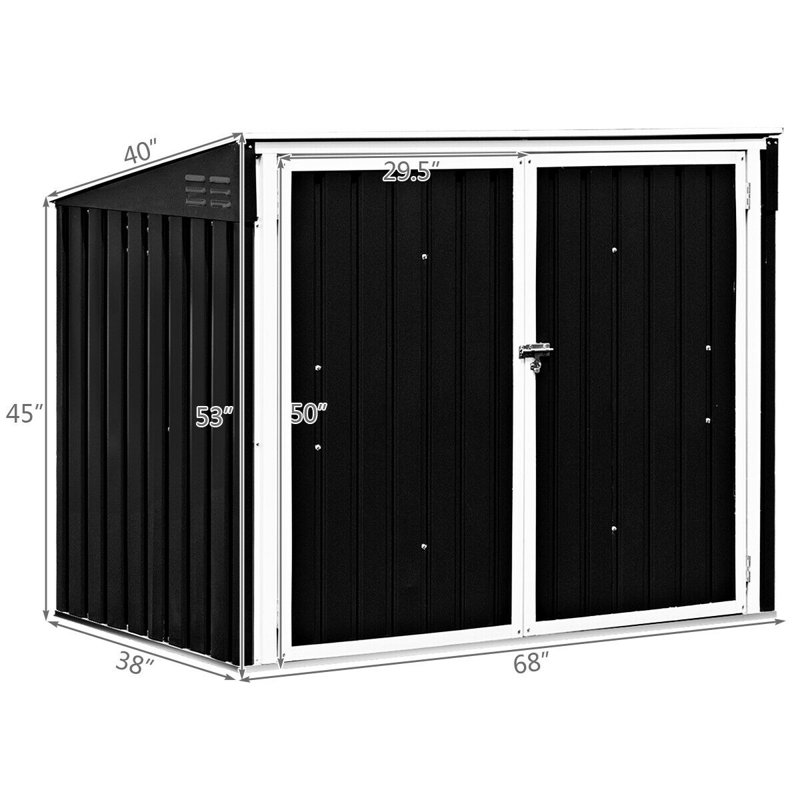 5 ft. W x 3 ft. D Metal Horizontal Garbage Shed
