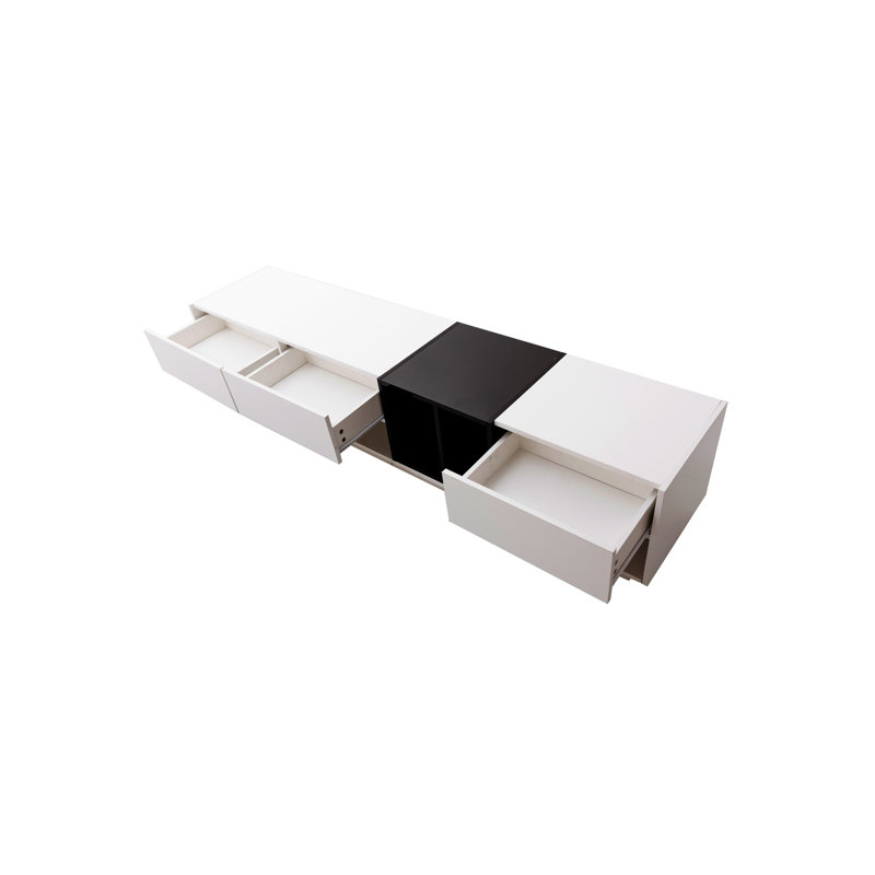 Meuble télé Cresthill moderne ultrabrillant avec rangement intelligent et structure robuste