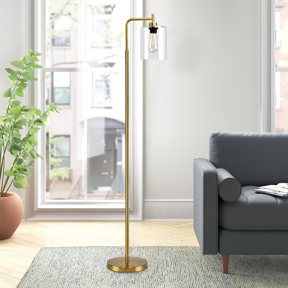 Everly Quinn Jassen 64.1'' Gold Arched Floor Lamp Set & Reviews | Wayfair