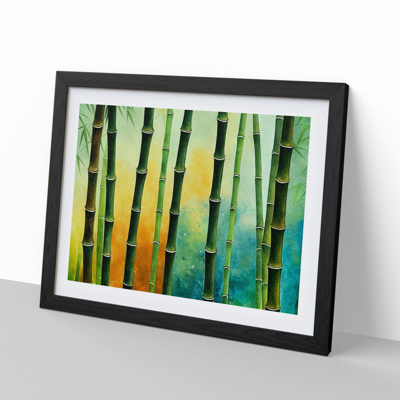 Vibrant Bamboo Forest - Framed Print, 46cm H x 64cm W x 2cm D, Black
