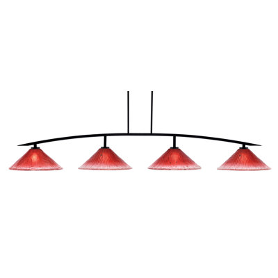 Kurve 4 Light Bar Shown In Matte Black Finish With 16" Crystal Glass