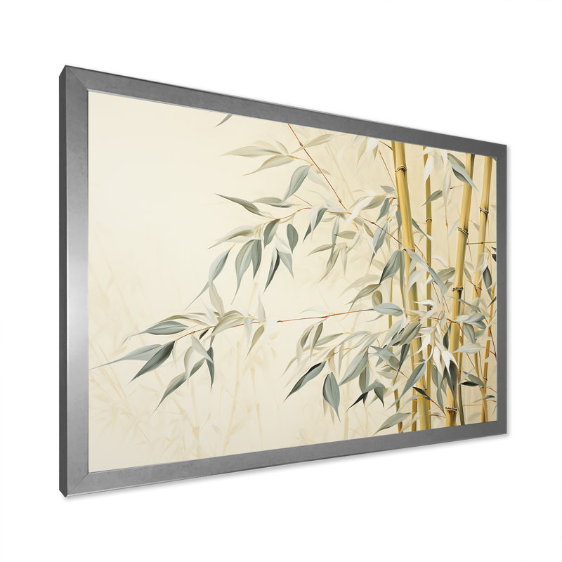 «Mute Bamboo Embrace VI», reproduction d'art sur toile_106620, Cadre photo argenté, H 34 po x l 44 po x P 1,5 po