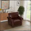 Chaise de salon simple avec pieds en bois et similicuir bourgogne-135818875