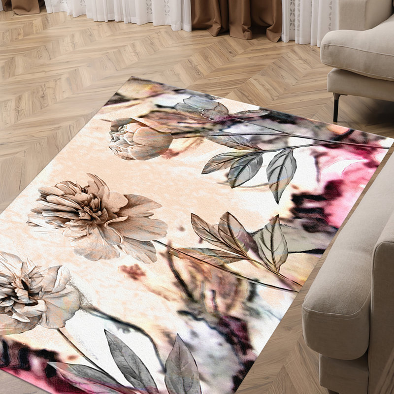 Beautiful High-Quality Soft Pile Rug with Intricate Floral and Leaf Pattern for Elegance in Any Room, Rectangle 5'11" x 9'2"