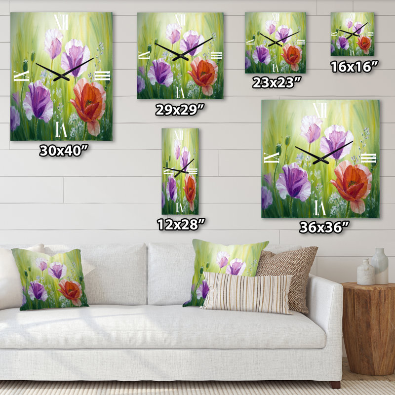 Horloge murale «Blossoming Poppies in the Morning II», Grand