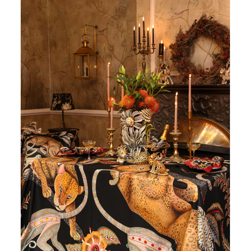 Monkey Tales Tablecloth - Cotton, 138" L, Night