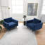 Méridienne en velours bleu Mid-Century à dossier coussiné (ensemble de 2)