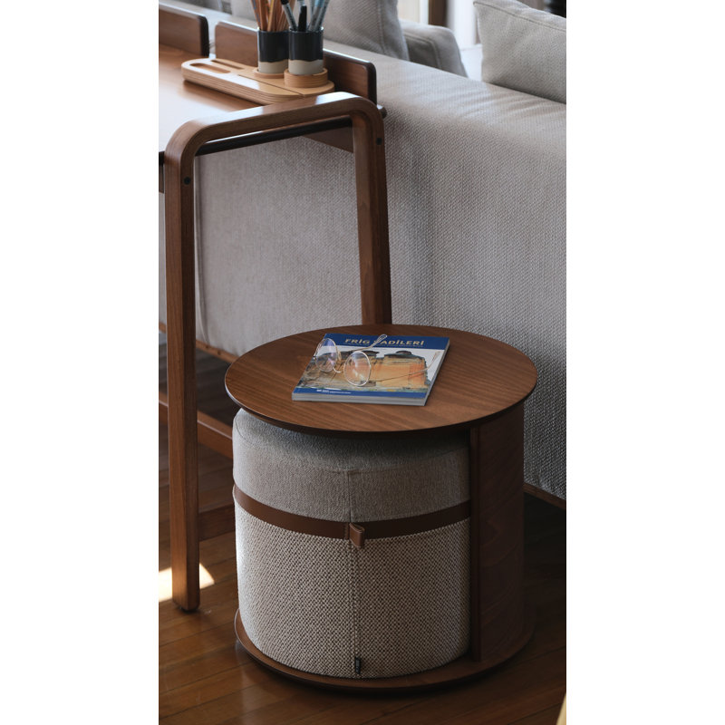 Mono Kangaroo Solid Wood End Table, Light Walnut/Gray