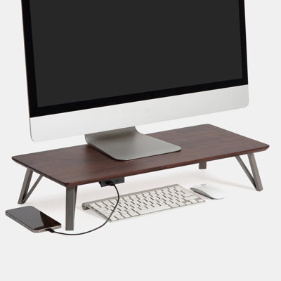 Lameek Wood Monitor Stand With USB Port