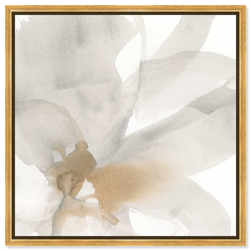 Neutral Flow I Canvas Abstract Print by Oliver Gal, Black Frame, 12 x 12, 17"H x 17"W, Gold Frame